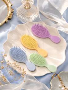Personalized Mini Hairbrush, Customized Name Cushion Brush, Portable Travel Hairbrush, Gentle Wet/Dry Hair Styling Tool, Exquisite Birthday Party Favor, Scalp Massage Pocket Comb, Compact Daily Hairstyle Accessory, Sweet Customized Gift , Detangler - Multicolor - View 7