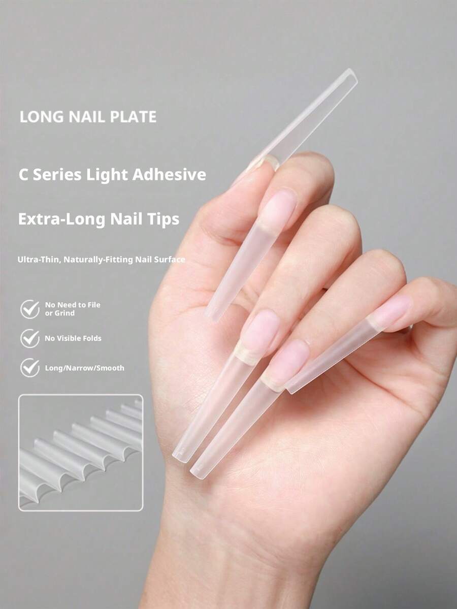 240Pcs Clear Full Cover Oval Cowboy Nail Tips Water Pipe Fake Nails Boxed False Nail Patches For Manicure - 彩色 - 查看 1