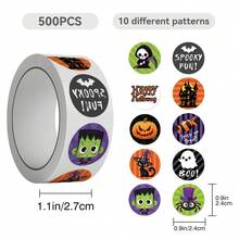 500 piezas de pegatinas de calabaza y fantasma de Halloween para decoración, álbum de recortes, diario, planificador, equipaje, guitarra, patineta, exhibición de ventana, regalo de Halloween - Halloween - Ver 5
