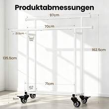 EDIMENS Sturdy Clothes Rack With Shelf, Freestanding Metal Garment Rail, Double-Bar For Space-Saving Storage Of Clothing, Shoes, Hats, And Accessories - 白色 - 查看 6