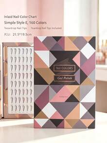 160 Colors Nail Polish Color Chart Display Book, Includes 240 Pieces Water Drop Shaped Nail Art Stickers, Salon Gel Nail Polish Sample Book, Suitable For Nail Artists - Multicolor - View 5