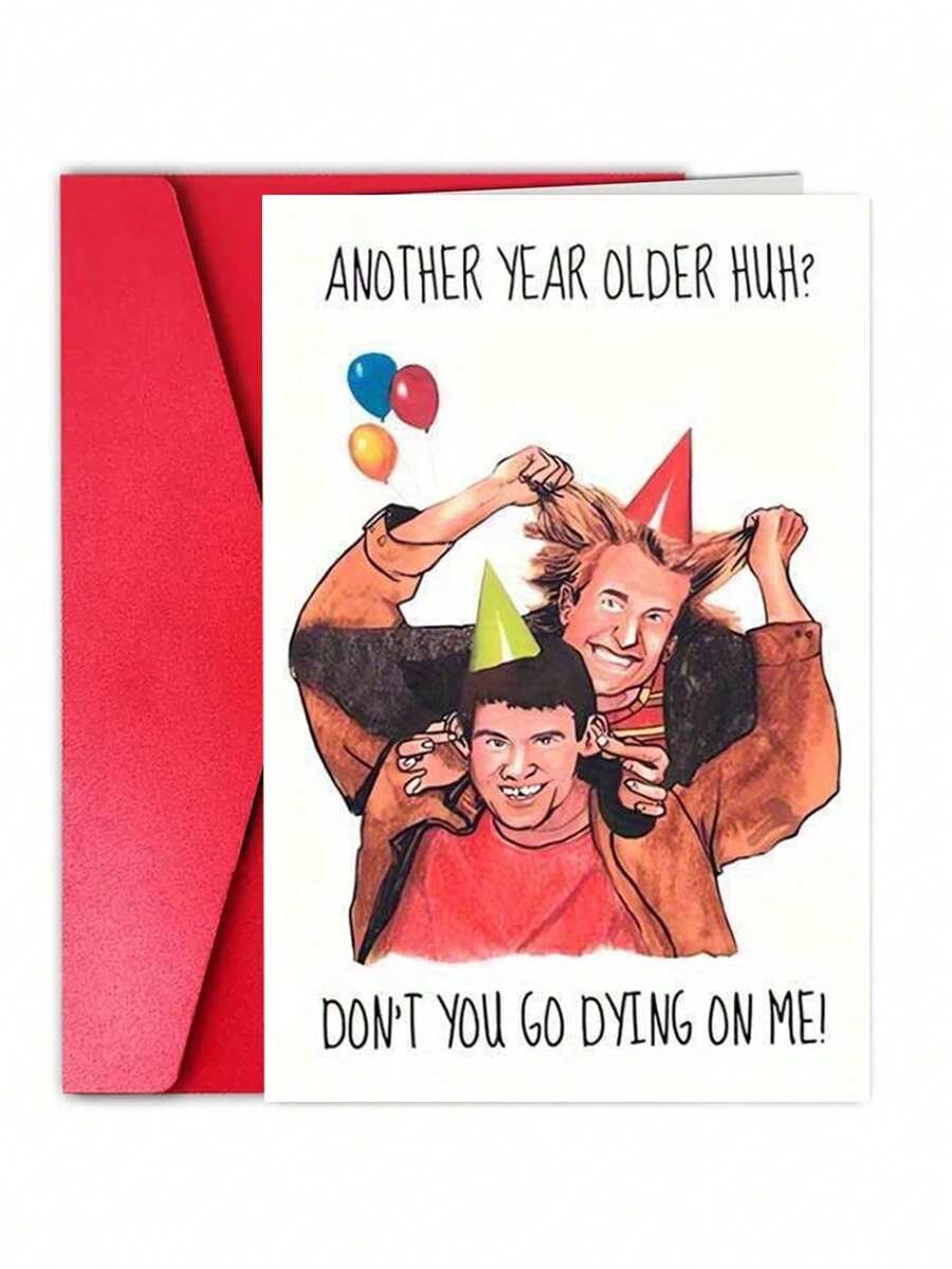 1Pc Fun Birthday Card, Humorous Celebration Note For Friends, Birthday Gift, Paper Material, With Personalized Options, Suitable For Any Recipient, Congratulations And Thanks - View 1