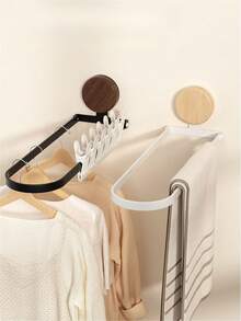 1 pieza Toallero de madera de nogal para baño, barra de toallas plegable sin taladro montada en la pared, accesorios de baño, accesorios de cocina - Multicolor - Ver 4