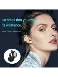 Earbud Bluetooth 5.4 Ultra Mini Tak Terlihat, Headphone TWS Nirkabel In-Ear Tersembunyi dengan Kotak Pengisian Daya dan Layar Digital LED - View 4