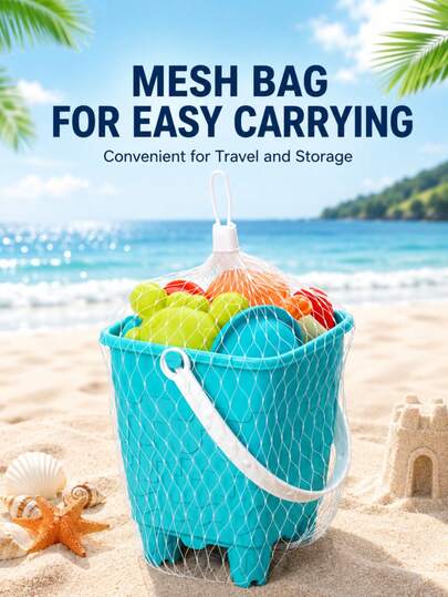 Set Mainan Pantai Anak 14/16 Buah, Termasuk Ember, Penyiram Tanaman, Sekop, Garu, dan Cetakan Hewan, Aksesoris Bermain di Luar Ruangan di Tepi Laut yang Berwarna-warni