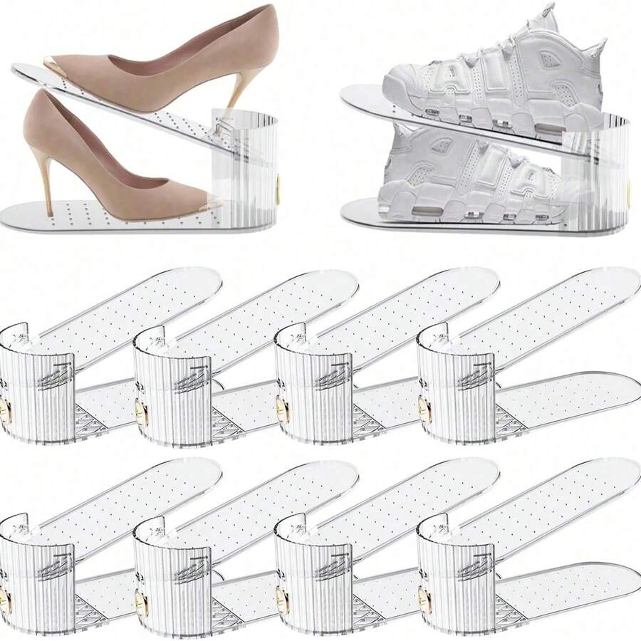 5/10/20pcs Adjustable Double Layer Shoe Racks, Space-Saving Shoe Organizer, Double Layer Shoe Shelf, Home Shoe Cabinet Expansion Tool, Suitable For Sneakers, High Heels, Casual Shoes, Leather Shoes, Slippers, Closet And Entryway Storage - Multicolor - View 1