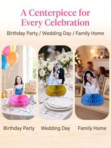 客製化照片蜂巢中心裝飾品，婚禮、派對、生日適用的個性化桌面裝飾，拍照亭與裝飾配件 - 彩色 - 查看 5