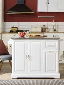 SoBuy | Kitchen Trolley With Foldable Extension | Kitchen Cart With 2 Drawers | Kitchen Cabinet MDF For Small Spaces | 107*71*91 Cm - White - View 5