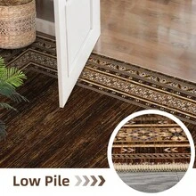 Techigher Modern Washable Area Rug - Non Slip Geometric Bordered Living Room Carpet, Foldable Thin Low Pile Floor Cover For Bedroom, Kitchen, Dining Room - Reddish-brown - View 7