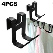 1/4pcs No-Drill Iron Hooks, No-Damage Adhesive Over Door Back Rack, Universal For Bathroom, Kitchen, Cabinet, Hang Towels, Clothes, Bath Balls, Razors, Space-Saving Storage Hooks, Multi-Purpose Removable Adhesive Wall Door Hanger Organizer - View 13