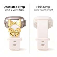 2pcs Zinc Alloy Watch Band Decorative Rings, Suitable For Apple Watch, Luxury Bowknot Design, Brilliant Shiny Texture, Easily Accessorize Your Wrist Fashion, Enhance Your Stylish Outfit (Watch Band Not Included) - Mouldless - View 1