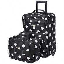 Fashion Softside Upright Lage Set, Expandable, Telescopic Handle, Wheel, Black Dot, 2-Piece 14/19 - Black Dot - View 7
