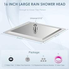 Rain Shower Head Ultra Thin High Pressure Boosting Metal Water Flow Sprayer Ceiling Wall Mounted Stainless Steel Rainfall Bathroom Fixture Modern Style Brushed Nickel 1 Pack - Brushed Nickel - View 10