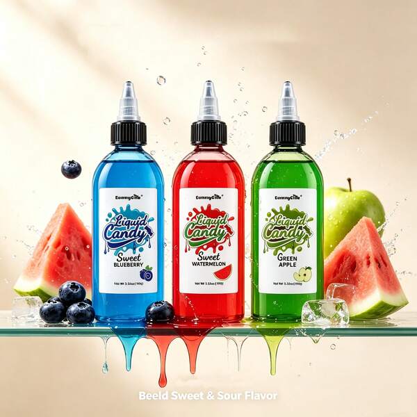 Sweet And Sour Liquid Squeeze Candy, 3 Assorted Fruit Flavors Watermelon, Blueberry, Green Apple, Portable Squeeze Bottles, 100g Each, 3 Pack Novelty Chewy Liquid Candy Snack For Party, Stress Relief