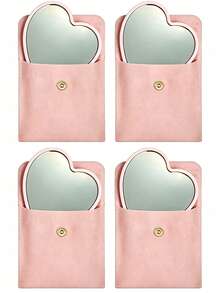 8/4/2pcs Heart-Shaped Makeup Mirror And Makeup Bag Set, Pink Glass Makeup Mirror With Elegant Makeup Bag, Portable Makeup Mirror Set, Suitable For Women, Party Gift, Women's Birthday, Holiday Gift, Bridal Gift, Back To School, Home Decor, Home Supplies, Household Essentials, Gift For Women, Gift For Men, Gift For Mother, Gift For Father, Gift For Grandfather, Gift For Grandmother - Multicolor - View 10