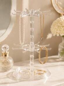 1pc 2/3 Layer Rotating 16-Hook Storage Rack, Adjustable Lower Layer Spacing Keychain Display Stand, Multi-Layer Entryway Storage Rack, Suitable For Keys, Glasses, Jewelry, Small Accessories, Convenient Home Entryway Storage Rack - Multicolor - View 12
