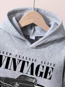 Girls' Car Pattern Warm Hoodie And Sweatpants - Grey - View 5