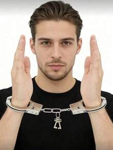 1pc Iron Handcuffs With Inner Diameter Less Than 5cm, Accessory, Makeup/Costume Prop - Silver - View 6