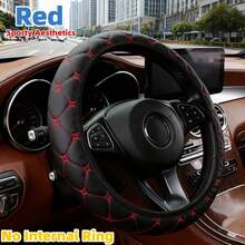 15 Inch Car & SUV Steering Wheel Cover - PU Leather & PVC, Non-Slip Grip, No Inner Ring, Easy Installation, Fits 38cm(15 Inch) O-Shape/D-Shape Steering Wheels, Car Interior Accessory - Multicolor - View 16