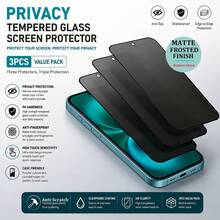 3片裝強化玻璃磨砂隱私螢幕保護貼，全覆蓋設計，相容於 18 Pro / 18 Pro Max / Ultra / 17 Pro Max / 17 Air / 17 E / 16 Pro Max / 16 E / 15 Pro Max / 15 Plus / 14 Mini Max / 16 E / 15 Pro Max / 15 Plus / 14 Mini Pro / 13 / 12 Minis - 3PCS - 查看 2