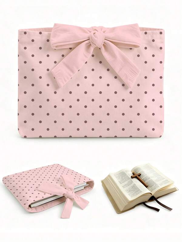 New Polka Dot Pattern Book Cover/Storage Bag, Campus Style Polka Dot Print, Book Protective Cover, Suitable For Storing Office Supplies, Can Be Used As Desktop Decoration, Also A Great Christmas Or Birthday Gift For Teachers And Students, Suitable For Students, Teachers And Book Lovers, Back To School Season, Learning Supplies, Teacher's Day Gift, Back To School Essentials, Back To School Must-Haves, Suitable For Office And Home Scenes. (Pattern Printing Is Random, Please Refer To The Actual Product)