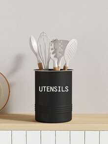 1PC Farmhouse Black Metal Kitchen Utensils Holder Countertop Cooking Tools Storage Bucket Organizer - View 9