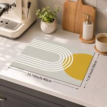 1pc Modern Minimalist Geometric Pattern Diatomaceous Earth Kitchen Drain Mat, Fast-Absorbing Quick-Drying Non-Slip Coffee Machine Mat And Dish Drying Pad, Suitable For Kitchen Countertop And Home Decor - Multicolor - View 9