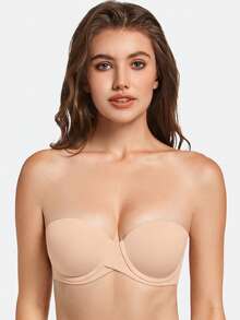 MELENECA Heavy Padded Push Up With Lift Multiway Underwire Strapless Bra For Women - Apricot - View 2