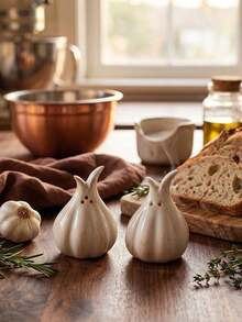 2pcs Garlic Shaped Ceramic Seasoning Jars, Creative 2pcs And 3pcs Salt Shaker Set, Pepper And Spice Jars, Suitable For Daily Home Use, Outdoor BBQ And Gatherings, Can Be Used As Gifts Or Decorative Tableware - Multicolor - View 7
