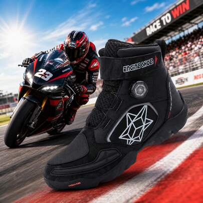 New Women's Casual Motorcycle Boots, Suitable For Combat, Fashion Motorcycle Shoes, Riding Shoes, With Rotating Buckle, PU Upper Motorcycle Shoes