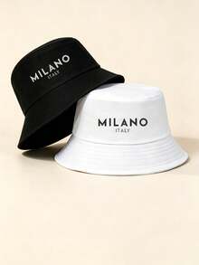 1 buah Topi Ember Unisex Motif Huruf MILANO, Cocok Untuk Perjalanan Luar Ruangan, Liburan Pantai, Perlindungan Matahari, Liburan dan Paduan Mode Kasual, Hadiah Liburan Terbaik - MultiWarna - View 15