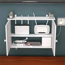 Wireless Wifi Router Storage Boxes Wooden Box Cable Power Plus Wire Bracket Wall Hanging Plug Board Storage Shelf S - View 6