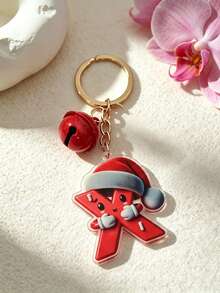 1pc The Acrylic Christmas Hat Paired With A Bell Design Keychain, The 26 Initials Of The Names Create A Festive Christmas Atmosphere - Bell - View 29