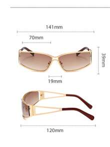 1pc Wrapped Y2K All-Metal Frame Hollow-Leg Retro Glasses Fashion Eyewear Outdoor Daily Wear - Multicolor - View 3