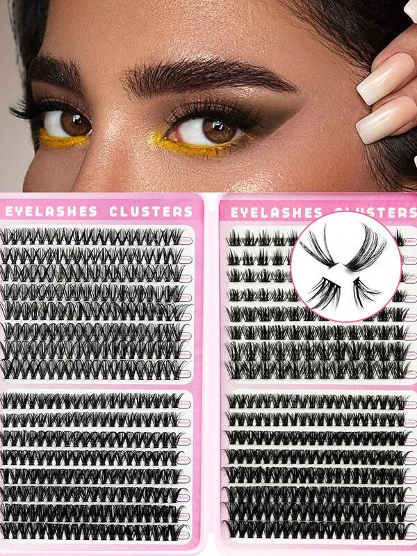 600PCS / 624PCS / 636PCS Multi-Style Fluffy, Natural, Dense, Soft, Lightweight Single Cluster False Eyelashes C-Curl 10-16mm Mixed Length Clusters Suitable For Parties, Gatherings, Daily Commutes, And All Occasions