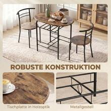 3-Piece Dining Set, Kitchen Table And 2 Chairs With Shelf, Living Room, Black Marble Look - 鏽棕色 - 查看 6