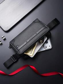 Men's Wear-Resistant Crossbody Waist Bag, Fashionable Minimalist Cashier Bag, Korean Style Solid Color Chest Bag - Multicolor - View 7