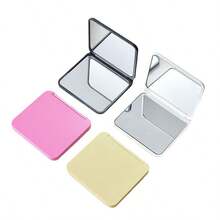 1pc Double-Sided Square Folding Makeup Mirror - Portable Compact Pocket Mirror, Glass Mirror Surface, Cute Gift For Women And Girls, Practical Beauty Tool For Carrying, Fashionable Modern Design, Travel Essential - Multicolor - View 7