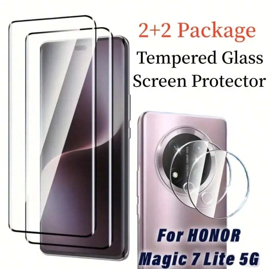 Compatible With Honor Magic 7 Lite /Magic 7 Pro/Magic 7 /Magic 8 Lite /Magic 8/Magic 8pro /Magic V5/Magic Compatible With Honor 400 PRO Honor 200 /200 Pro Curved Tempered Glass Screen Protector Silk Print High Definition Camera Lens Protector Anti-Scratch Tempered Glass Film Anti-Fingerprint Camera Protector Tempered Glass Screen Film 3D High Definition Camera Lens Protector Pad Rear Camera Protector - Clear - View 1