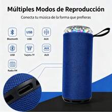 Altavoz cilíndrico decorativo con efectos RGB para fiestas, resistente a salpicaduras, múltiples modos de luz, perfecto para camping, piscina y paseos - Azul - Ver 4