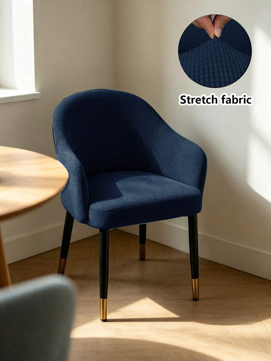 1pc Corn Fiber High Back Armchair Cover, Elastic High Back Chair Cover, Comfortable Skin-Friendly, Easy To Clean, Dust-Proof And Cat Scratch-Resistant, Suitable For Home Office Computer Chair, Hotel - Navy Blue - View 1