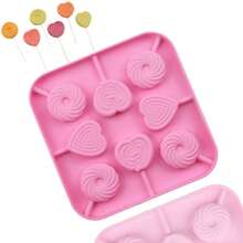 Multifunctional 8-Cavity Heart Lollipop Silicone Mold, Silicone, Heat-Resistant, Oven And Freezer , Suitable For Homemade Hard Candy, Chocolate Bars, Aromatherapy Lollipop Wax, Valentine's Day, Wedding Favors, DIY Desserts, Aromatherapy Lollipop Wax - Multicolor - View 12