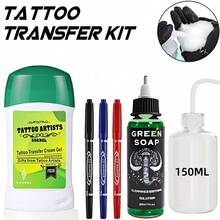 Set Gel Transfer Tato All-In-One, Cocok untuk Penggemar Tato dan Perlengkapan Templat Tato bagi Seniman Tato Profesional - MultiWarna - View 14