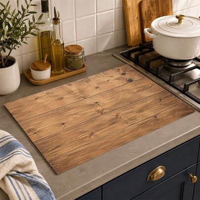 1pc Wood Grain Diatomaceous Earth Kitchen Drain Mat, Fast-Absorbing Quick-Dry Non-Slip Coffee Machine Mat And Dish Drying Mat, Suitable For Kitchen Countertop And Dining Table