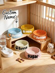 Customizable Plastic Pet Bowl With Pet Name, Suitable For Dogs And Cats, Easy To Clean, Ideal Gift For Pet Memento - Multicolor - View 4