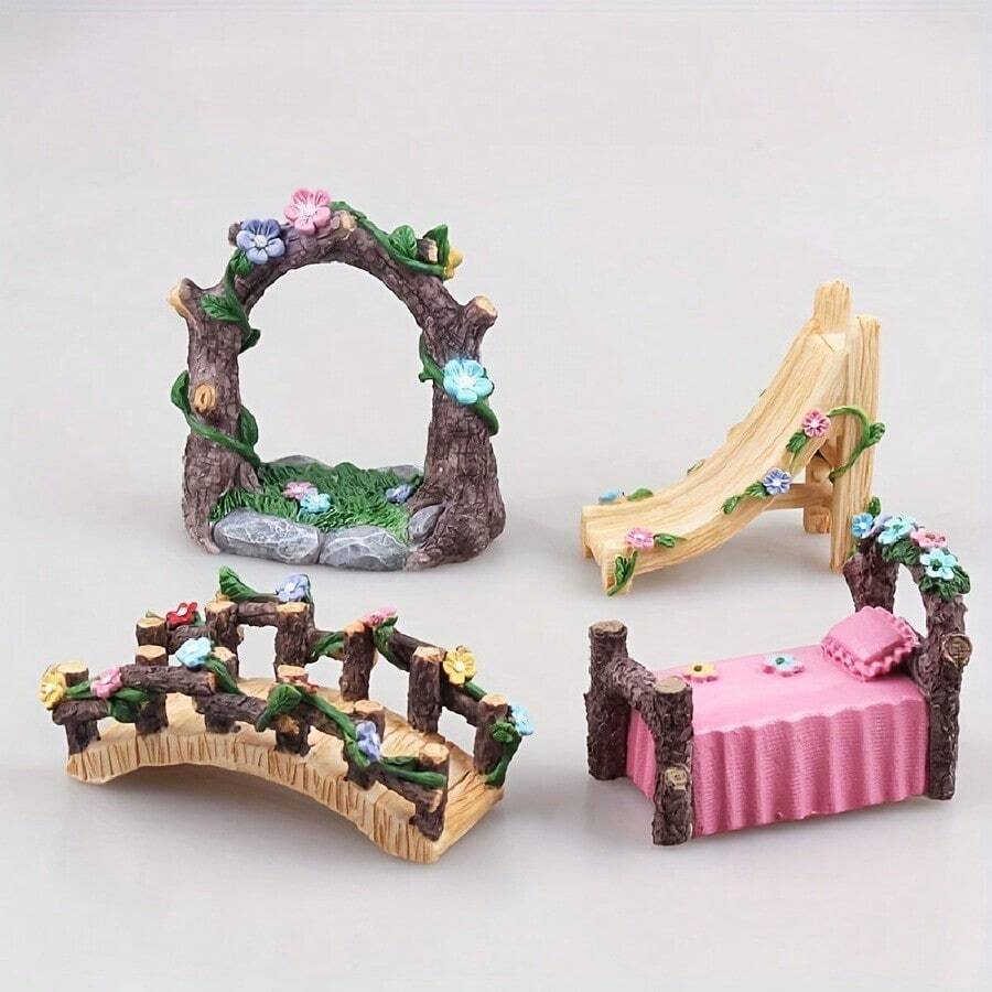 Arch Bridge Sliding Window Micro Landscape Resin Decor Fish Tank Decoration Home Decor Mini Ornament, Christmas, Halloween Decor And Autumn Home Decor Collectibles, Photography Props, Dollhouse Accessories, DIY Dollhouse Scenes, Dollhouse Furniture - B - View 1