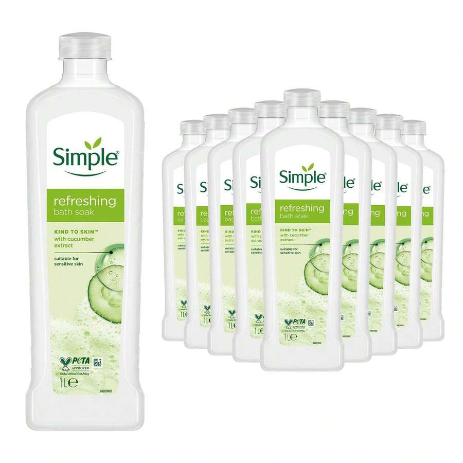 Simple Kind To Skin Refreshing Bath Soak Cucumber Extract Sensitive Skin Care Set Of 24 X 1L Bottles - Lavender - View 1