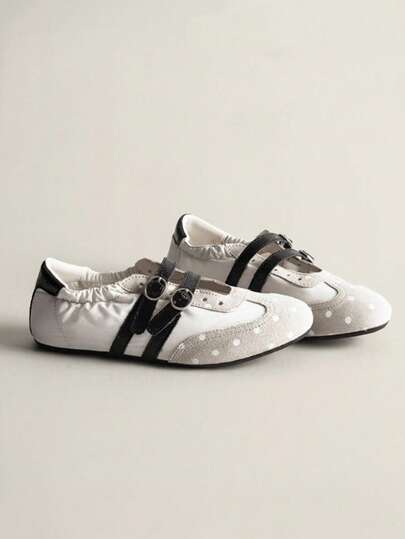 Sweet & Cool Style Colorblock Lace-Up German Training Shoes Women 2026 Summer Flat Casual Sports Shoes Ballet Flats For Girls