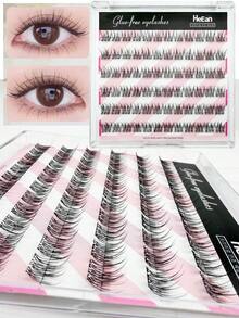 72 Clusters Self-Adhesive Three-Panel Fishtail Segmented False Eyelashes, Beginner Friendly, Built-In Adhesive NoExtra Glue, Soft Light Fibers, Naturally Lengthen Eyes, Ideal For Daily Commute, Dating & Casual Glam Eye Makeup For Lazy Makeup Starters - View 9