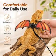 Adjustable Bat Wing Harness Leash For Reptiles, Includes 3 Sizes Base Plates, Bearded Dragon Harness And Leash Set, Suitable For Bearded Dragon, Lizard Reptile Clothing, Reptile Harness, Outdoor Walking And Training Gear, Halloween Reptile And Small Animal Gift - View 2